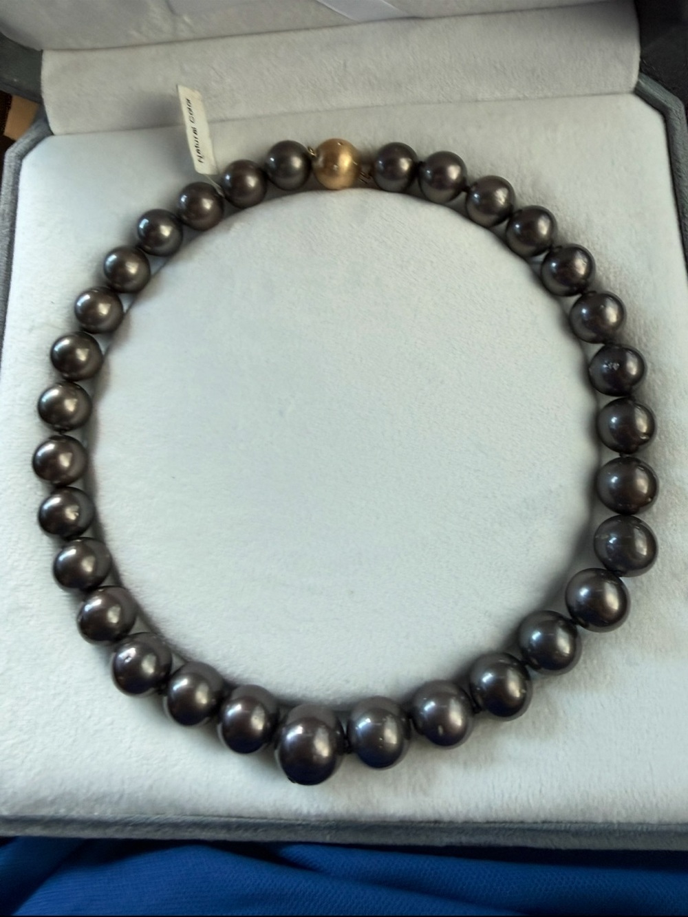 Classic Black Pearl Necklace with Gold Accent